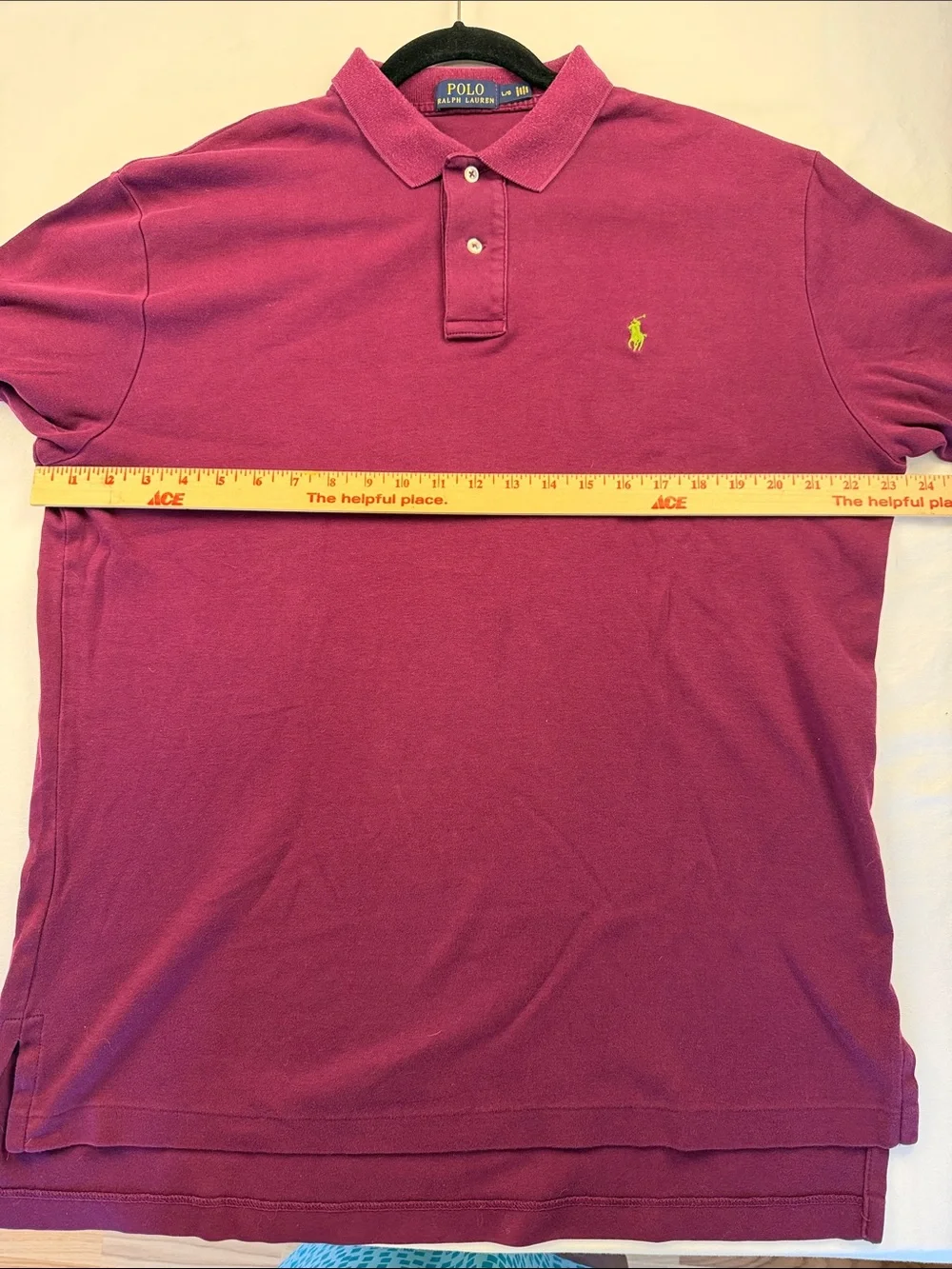Polo by Ralph Lauren Men's Plum Polo Shirt with Green Logo Sz L